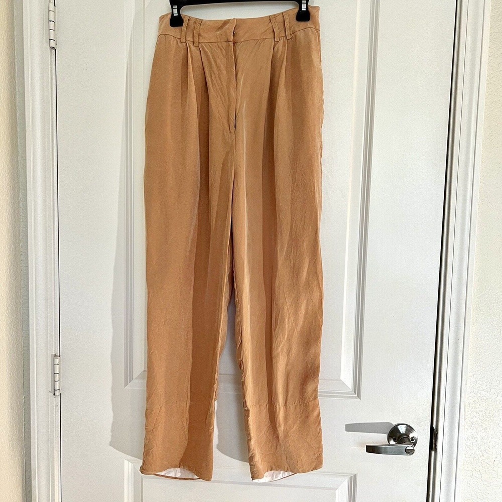 Anthropologie Sancia Size Medium Cupro High Waist Light Orange Loose Pants Slack